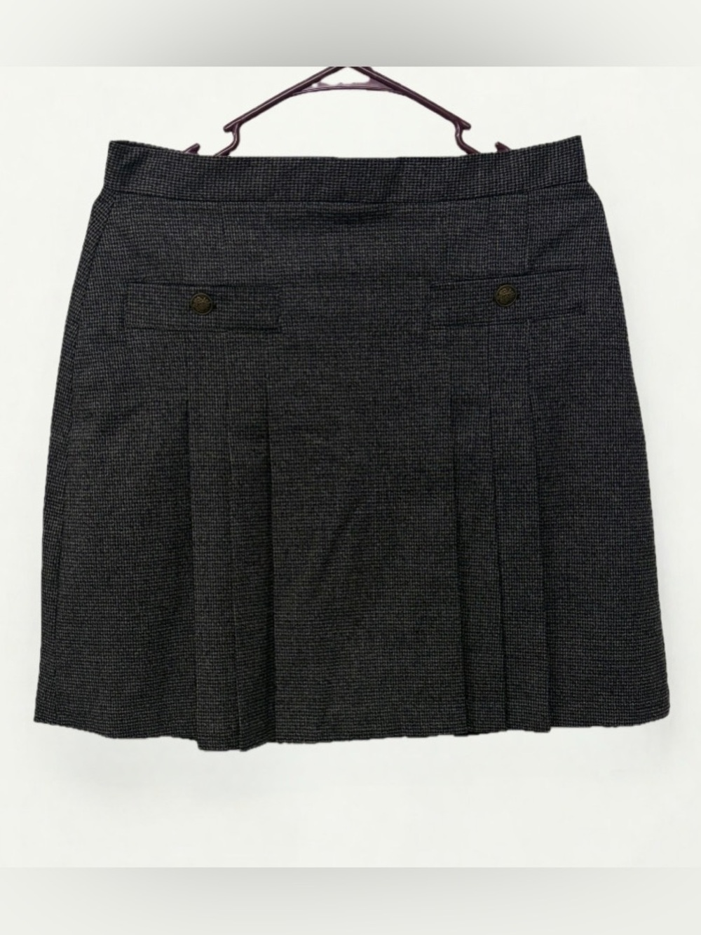 LOFT Dark Charcoal Mini Skirt with Front Pleats